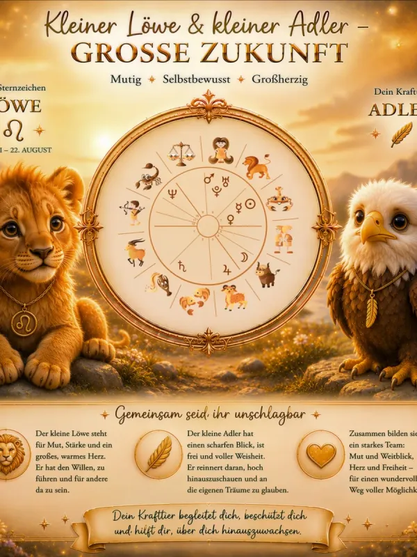 Löwe mit Krafttier, Kind